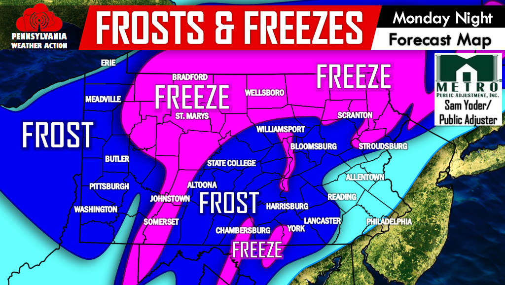 First Frosts and Freezes of the Season Likely Monday Night
