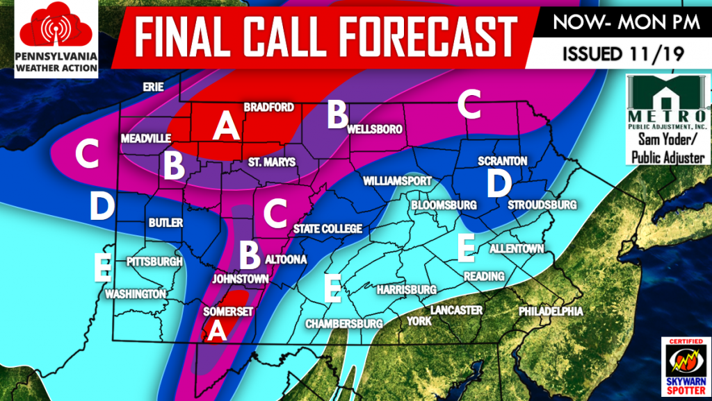 FINAL CALL, SNOW TOTALS UPGRADED IN PARTS OF PA