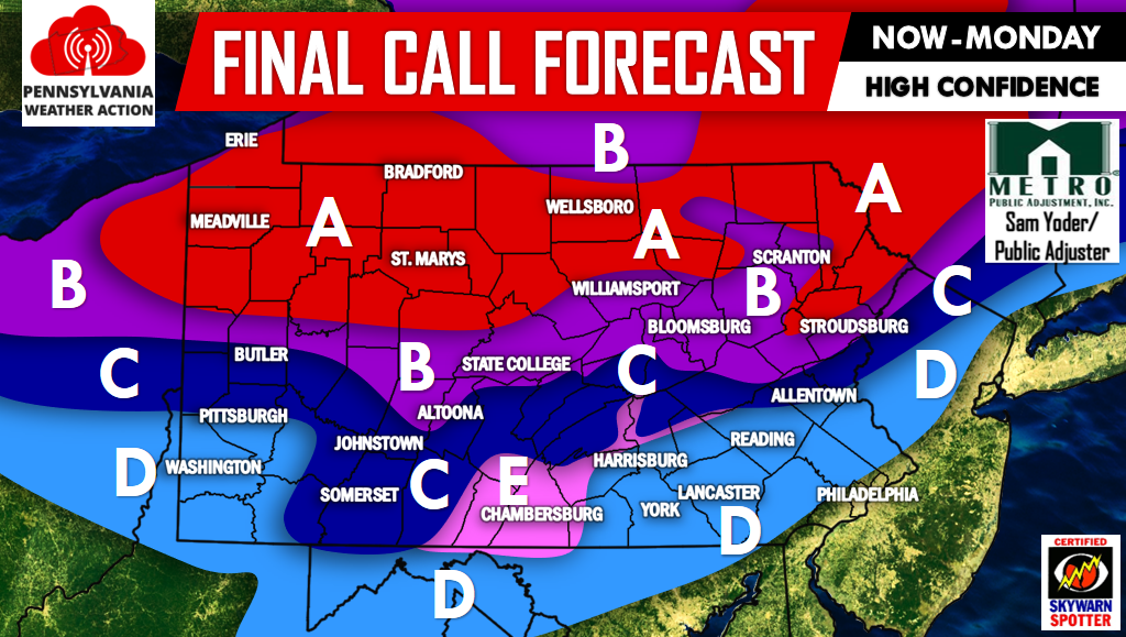 Final Call Forecast For Winter Storm Now into Monday