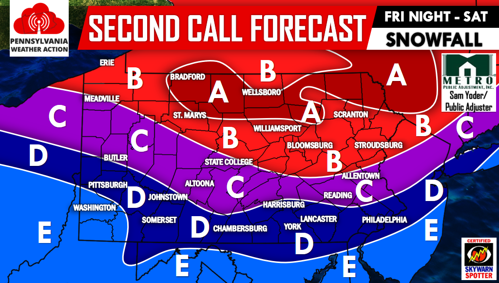 Second Call Forecast For Friday Night into Saturday’s Significant Winter Storm