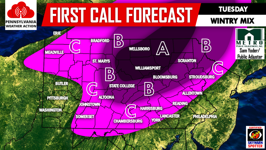 First Call For Tuesday’s Wintry Mix