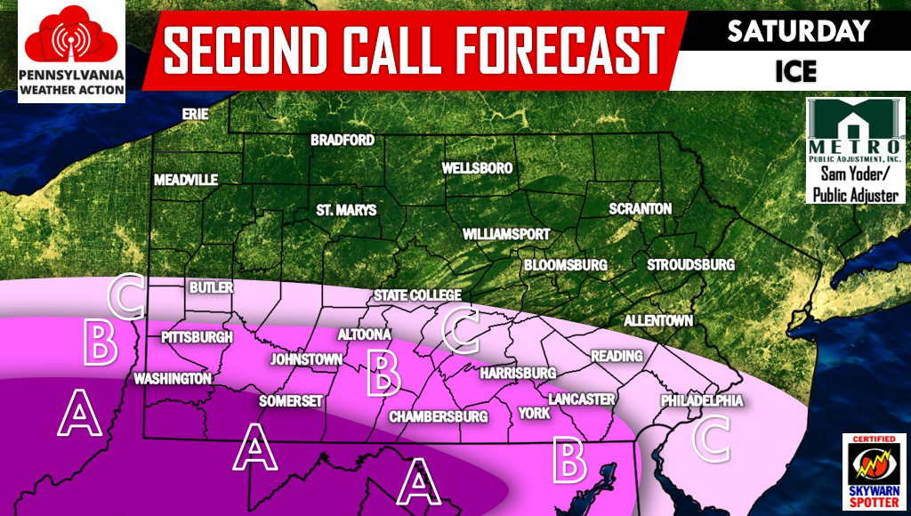 Second Call Forecast For Saturday’s Snow & Ice