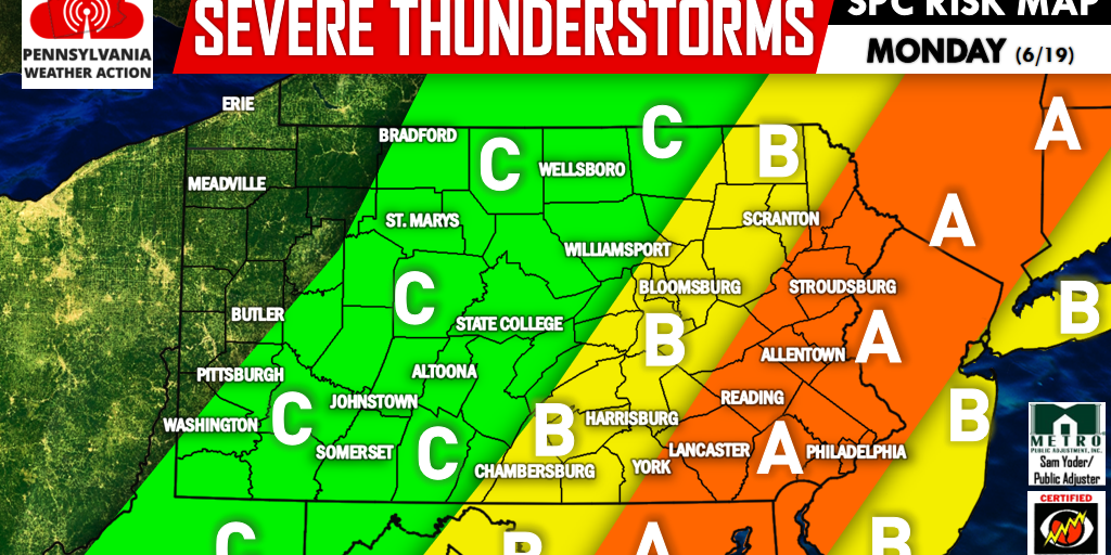 Enhanced Risk of Severe Storms Monday With Threat For Damaging Winds
