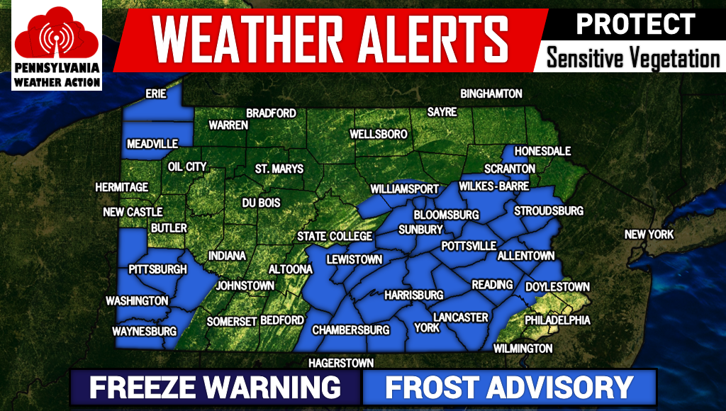 Widespread Frost & Freeze Expected Tonight Across PA