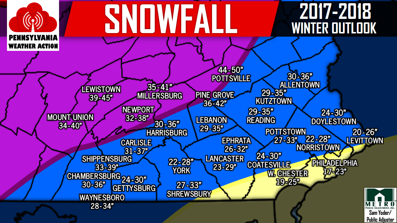 Southeast Pa Town By Town 2017 2018 Winter Snowfall Totals Outlook Pa Weather Action