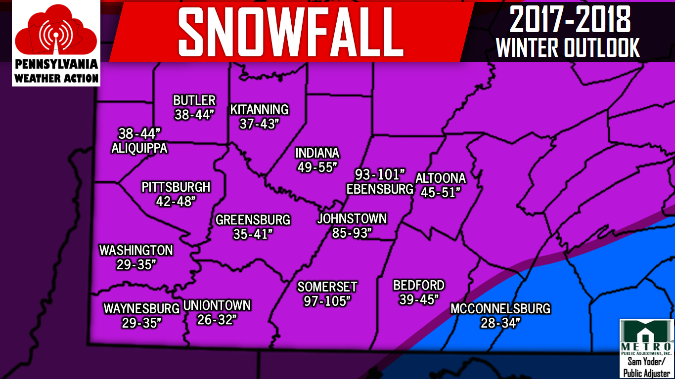 Southwest Pa Town By Town 2017 2018 Winter Snowfall Totals Outlook Pa Weather Action