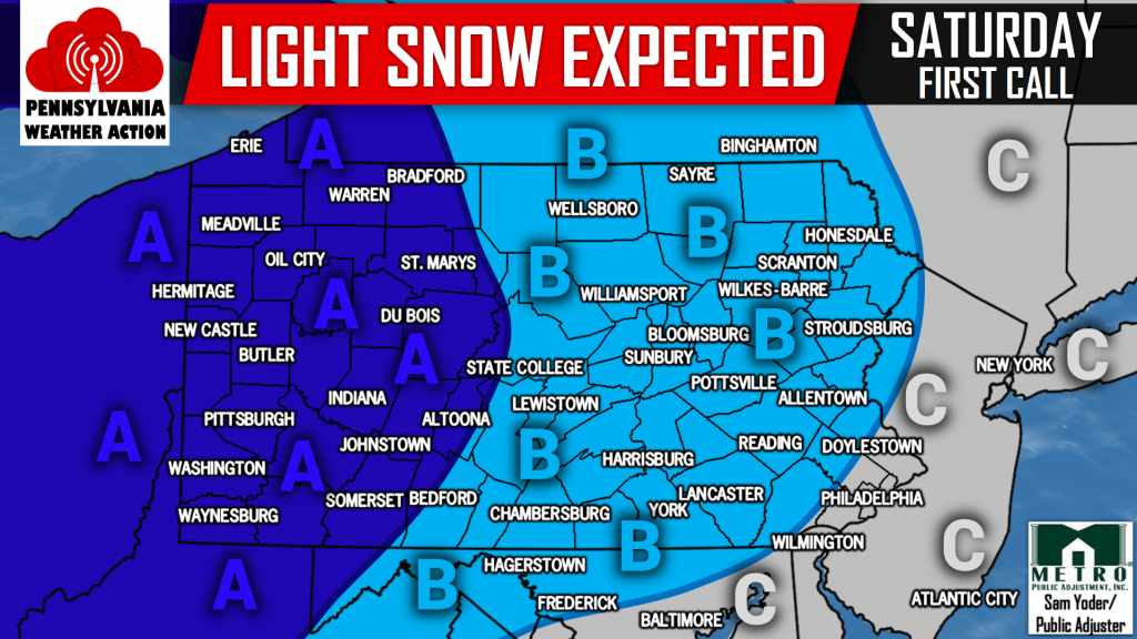 First Call Snow Totals and Timing for Saturday’s Snow