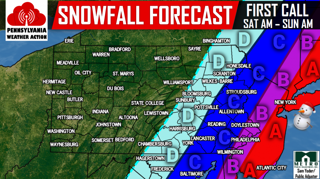 First Call: Accumulating Snow Threat Increasing For Parts of PA Saturday
