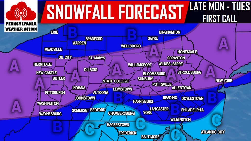 First Call Snow Totals for Tuesday
