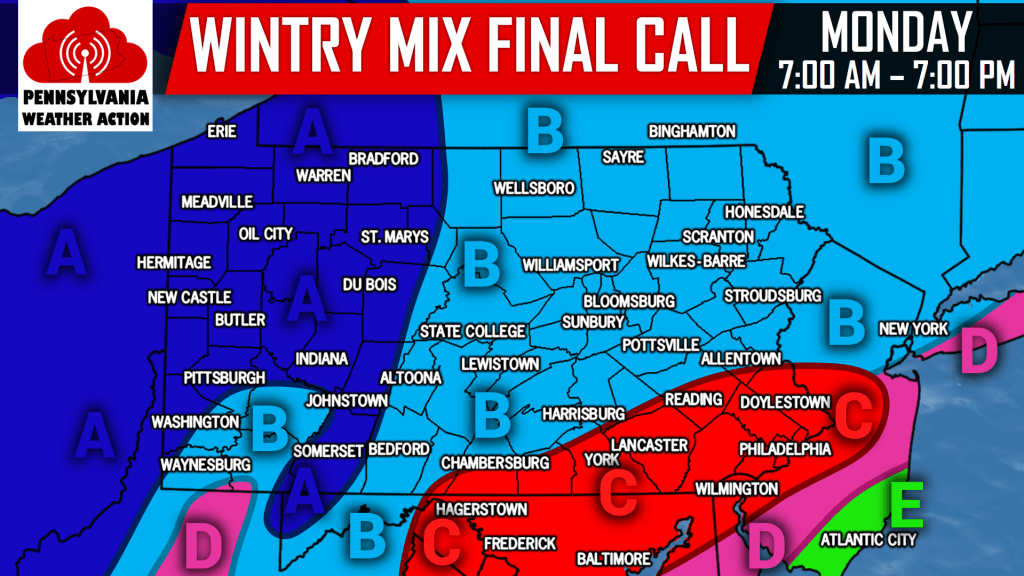 Final Call Forecast for Monday’s Wintry Mix