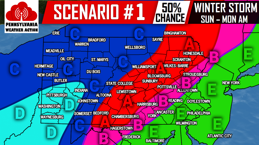 Scenarios For Sunday S Messy Winter Storm Pa Weather Action