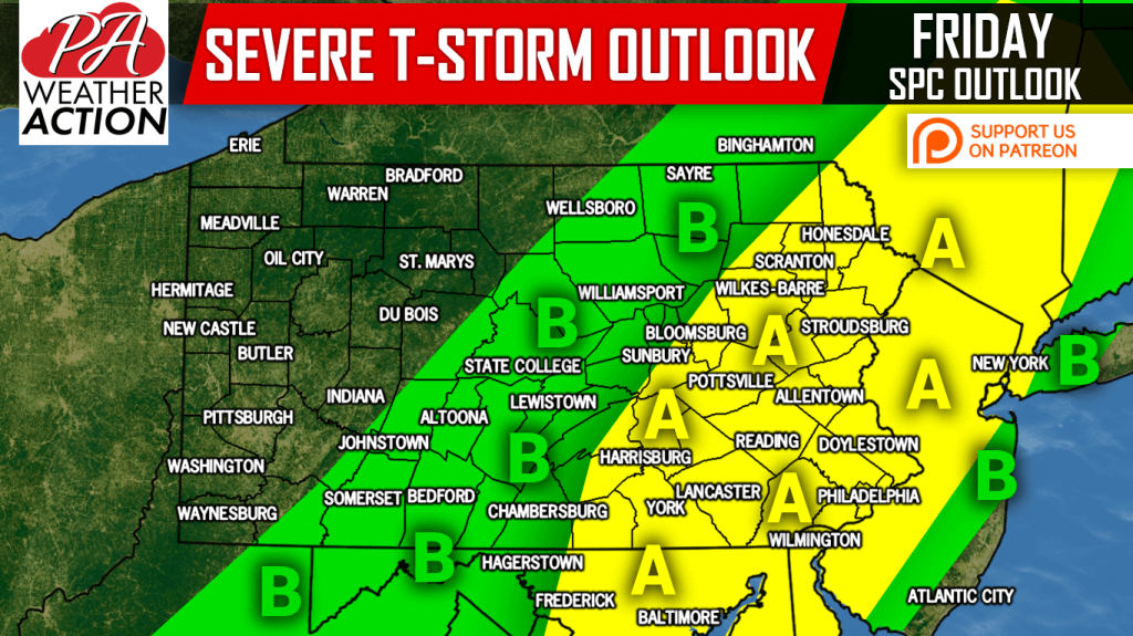 Severe Storms Possible Friday in Central & Eastern PA