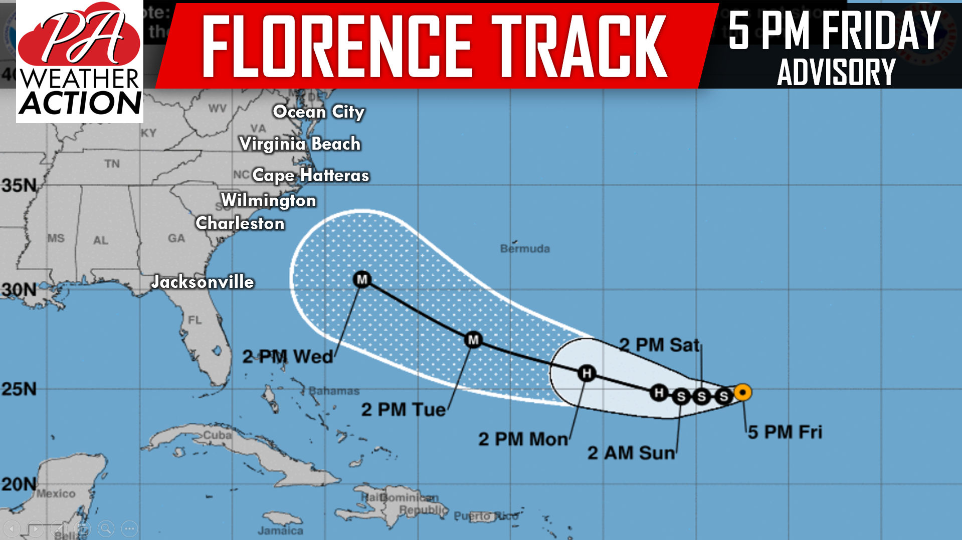 Potential of East Coast Hurricane Landfall Next Week Increasing PA