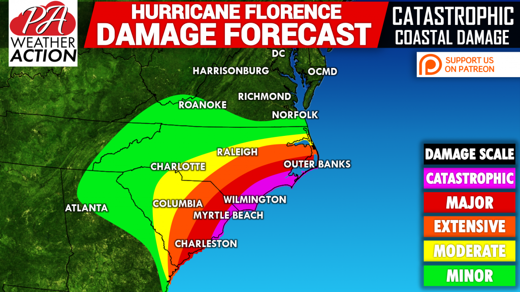Major Hurricane Florence to Cause Catastrophic Damage to the North and South Carolina Coast