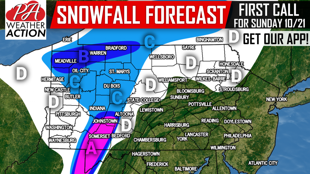 Cold Front to Set Stage for Snowy Sunday in Western & Northern PA; First Call Snowfall Forecast