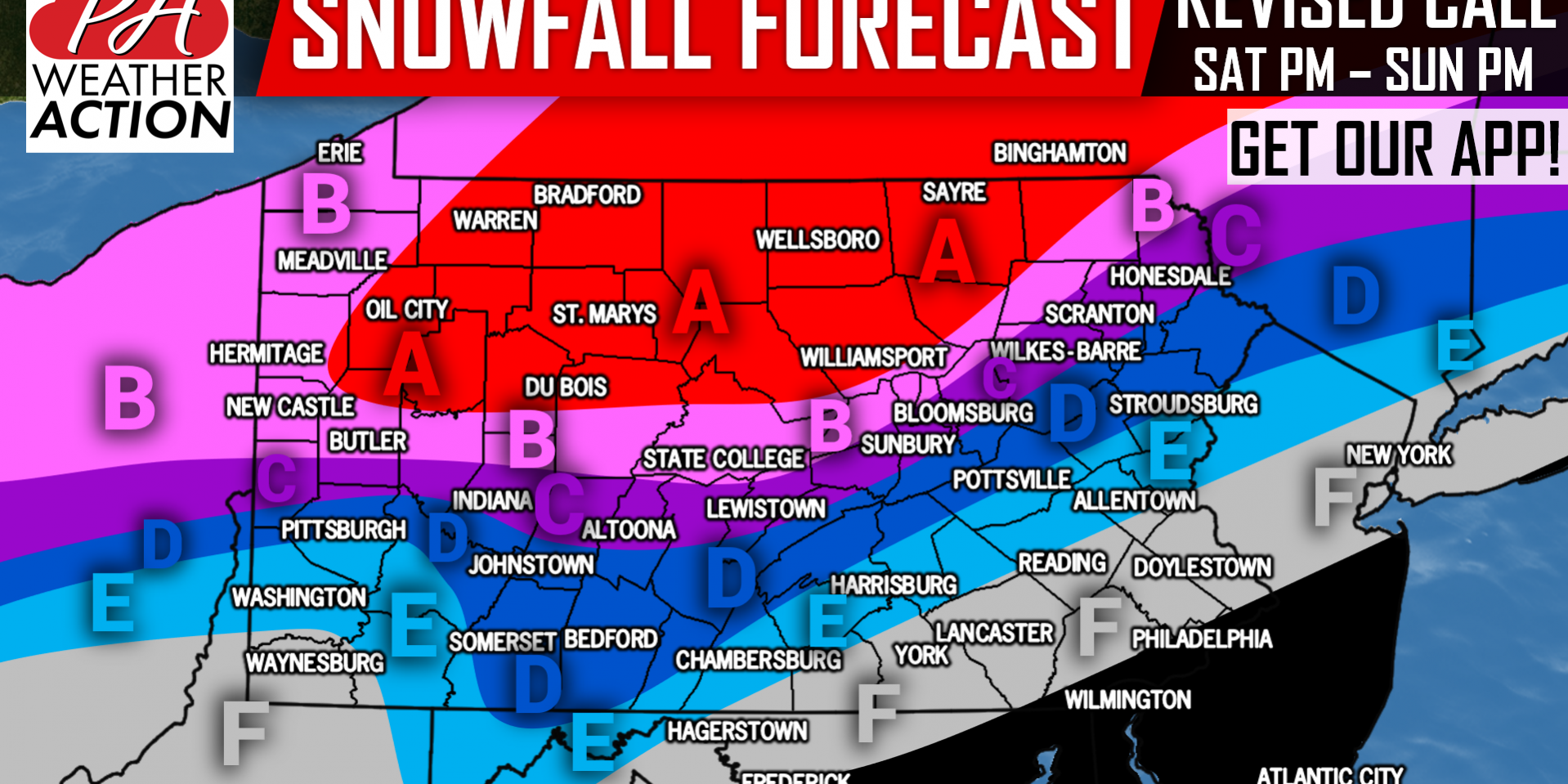 Revised Final Call Snow & Ice Forecast for This Weekend PA Weather Action
