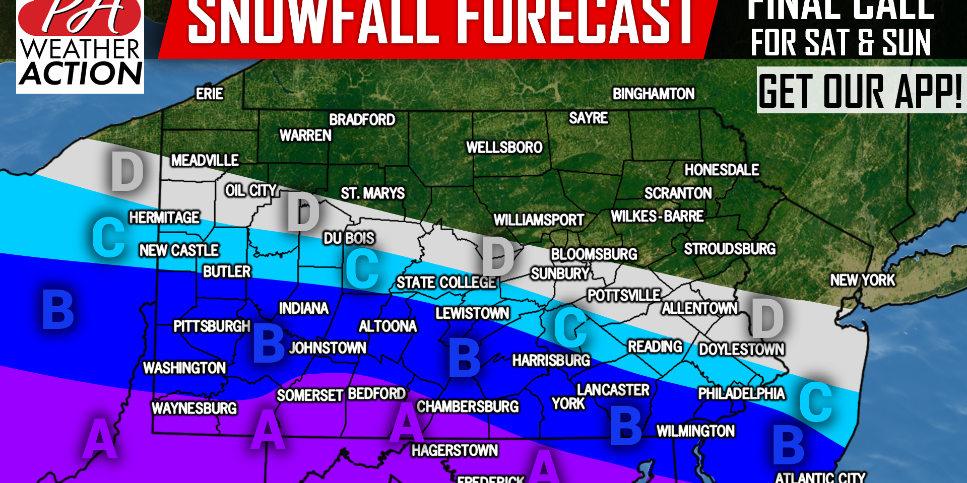 FINAL Call Snowfall Forecast for Weekend Snowstorm PA Weather Action