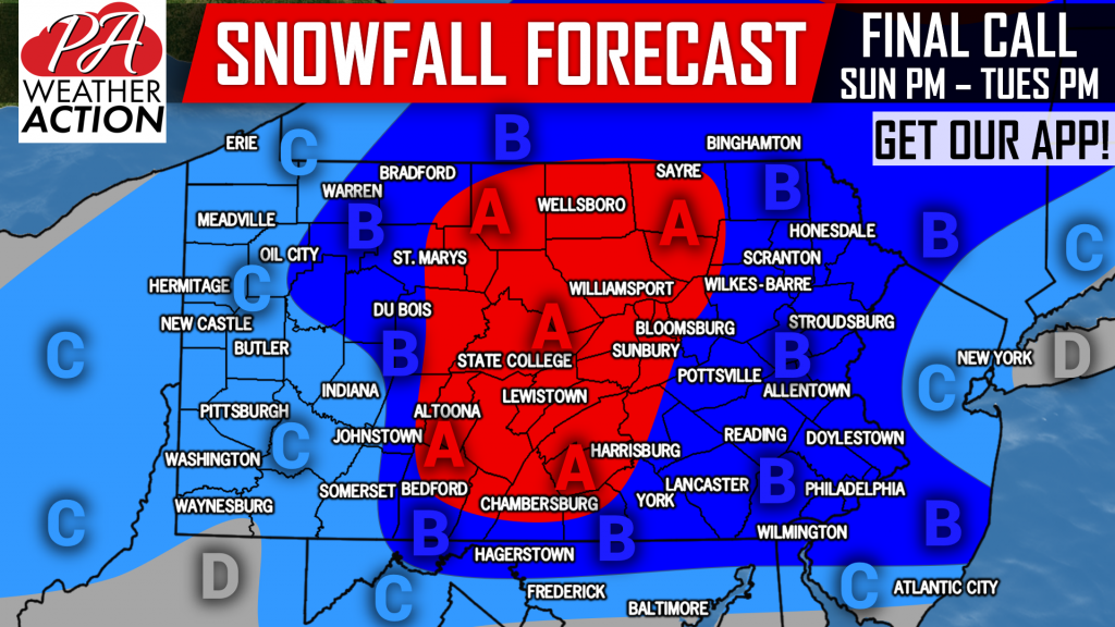 Final Call Snow & Ice Forecast Totals for Tonight through Tuesday