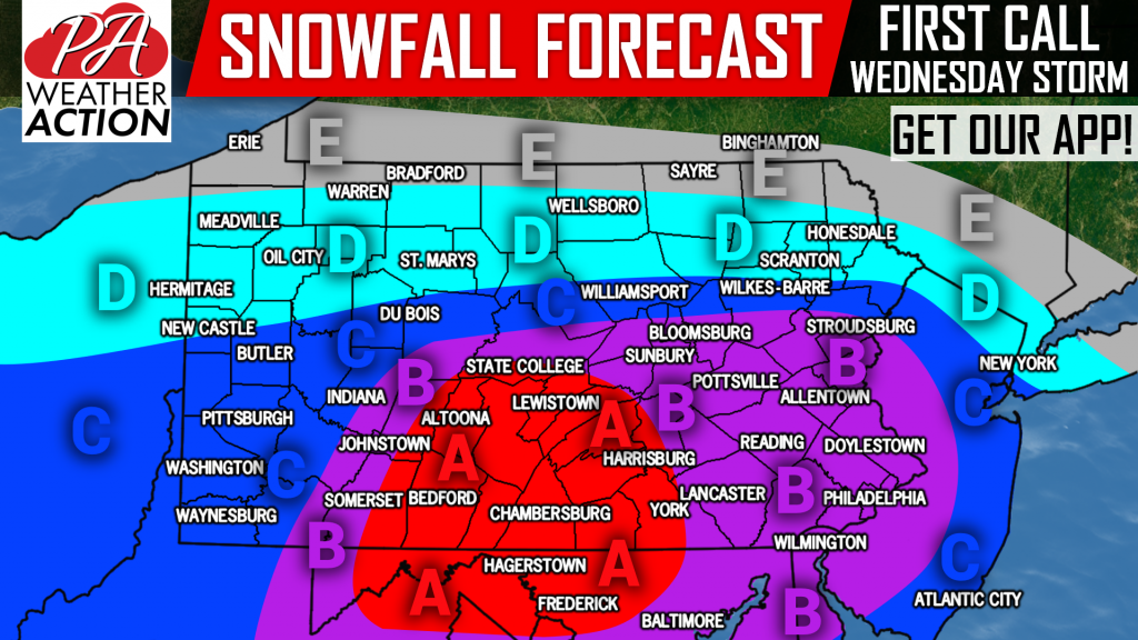 First Call Snow & Ice Forecast for Wednesday’s Winter Storm