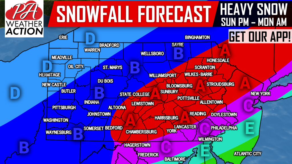 First Call Snowfall Forecast For Sunday into Monday Morning’s Major Winter Storm