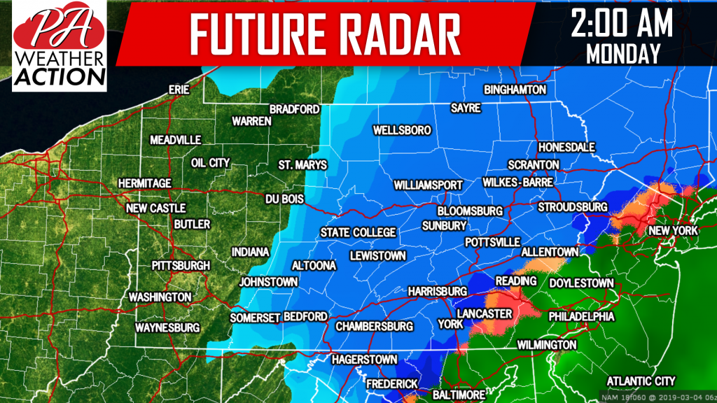 First Call Snowfall Forecast For Sunday into Monday Morning's Major ...