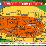 Enhanced Risk For Severe Thunderstorms Tuesday; Threat of Damaging Winds, Hail & A Few Tornadoes