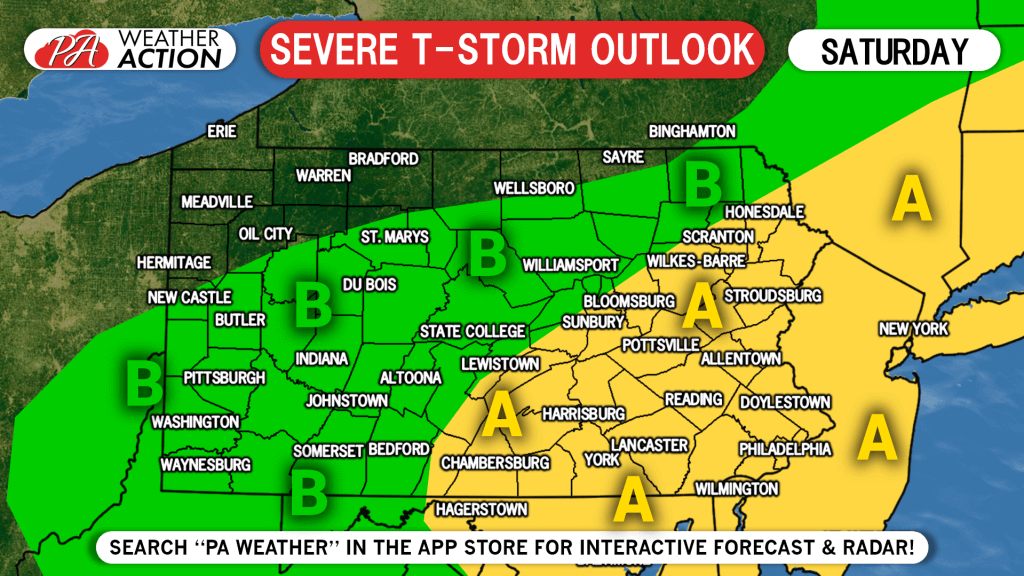 Severe Storms Possible Saturday Evening in Eastern & Central PA