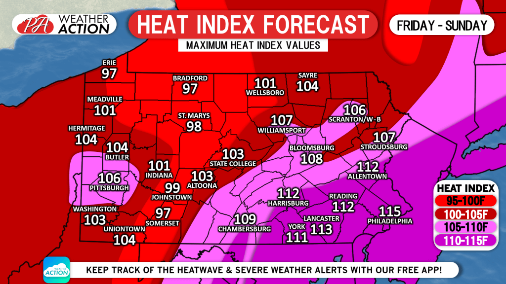 Dangerous Heat Wave To Grip Area This Weekend; Heat Index Values As High As 115F