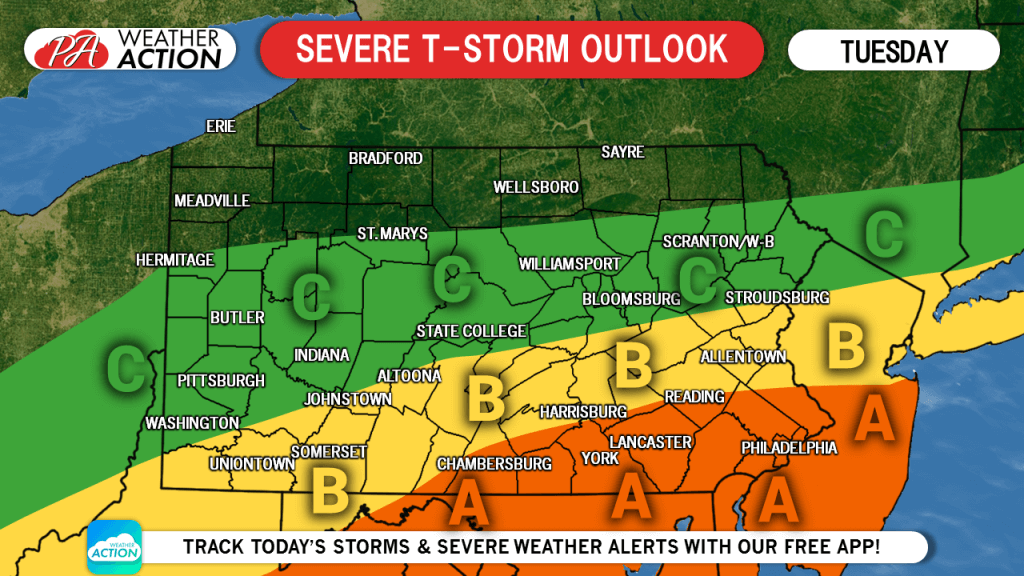 Severe Thunderstorms Capable of Producing Damaging Winds & Isolated Tornadoes Tuesday