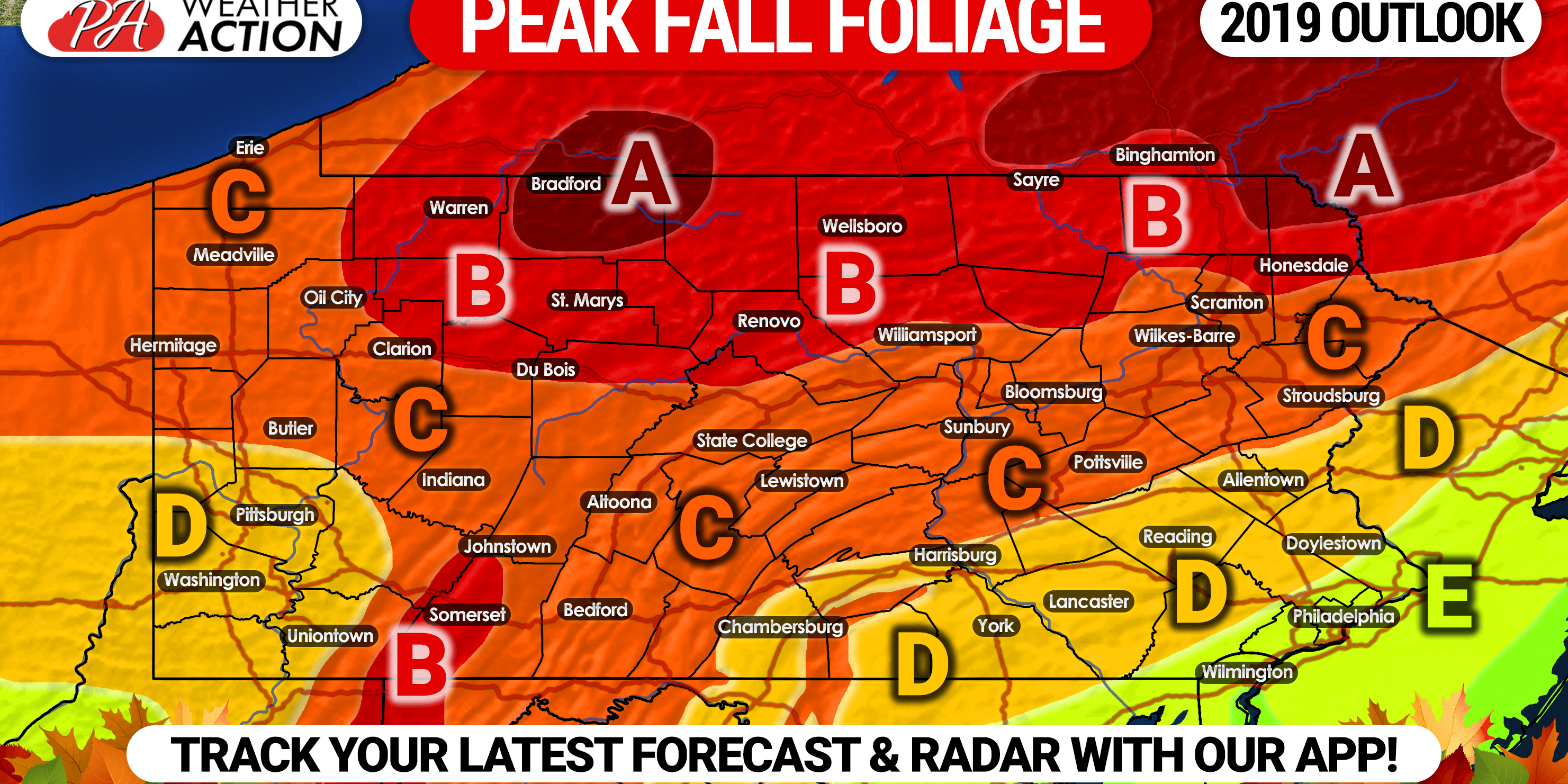 2019 Fall Foliage Outlook & Expected Peak Times in Pennsylvania PA