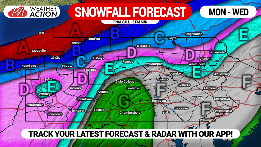 Final Call Snowfall Forecast for Winter Storm + Lake Effect Monday – Wednesday