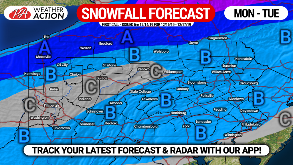 First Call Snow & Ice Forecast for Monday into Tuesday’s Wintry Mix