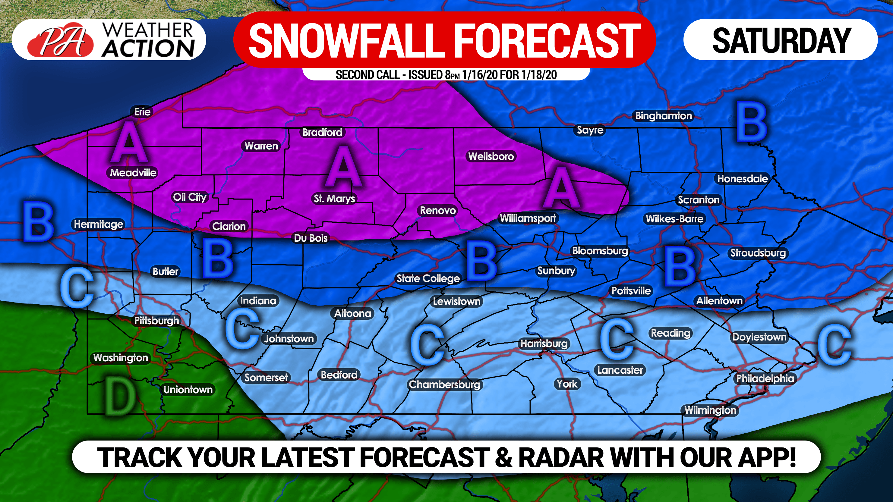 Second Call Snow & Ice Forecast for Saturday's Wintry Mix