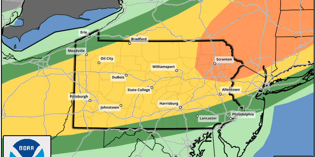 Enhanced Risk for Severe Storms in Parts of Pennsylvania Friday PA