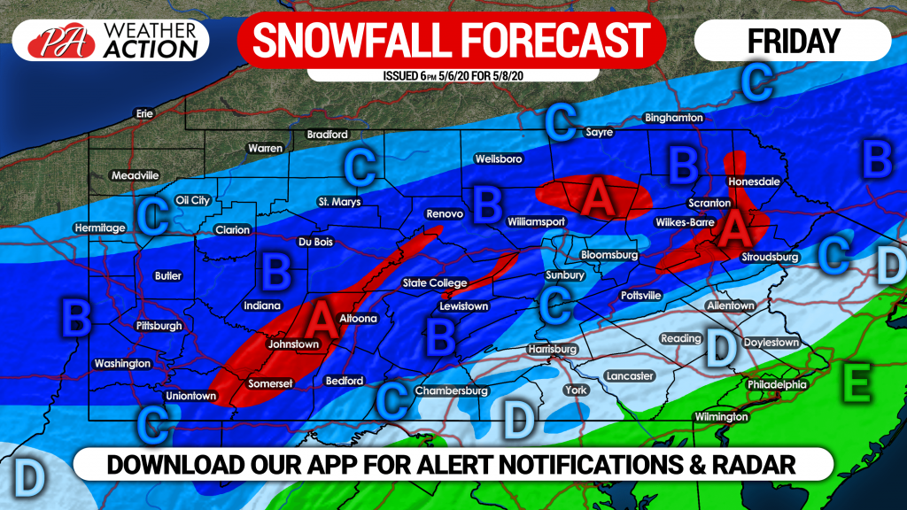 First Call for Potentially Historic May Snowfall Expected Friday in Pennsylvania