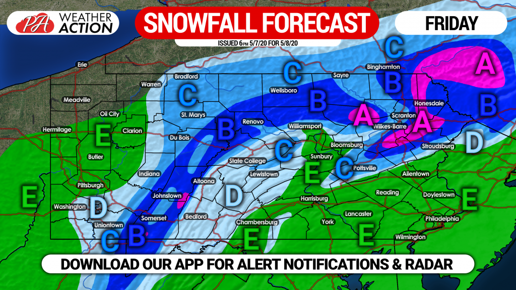 Final Call for Rare May Snow & Hard Freeze Expected In Pennsylvania Friday & Saturday