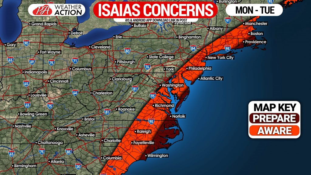 Hurricane Isaias Likely to Strike Eastern NC to Cape Cod Monday – Tuesday