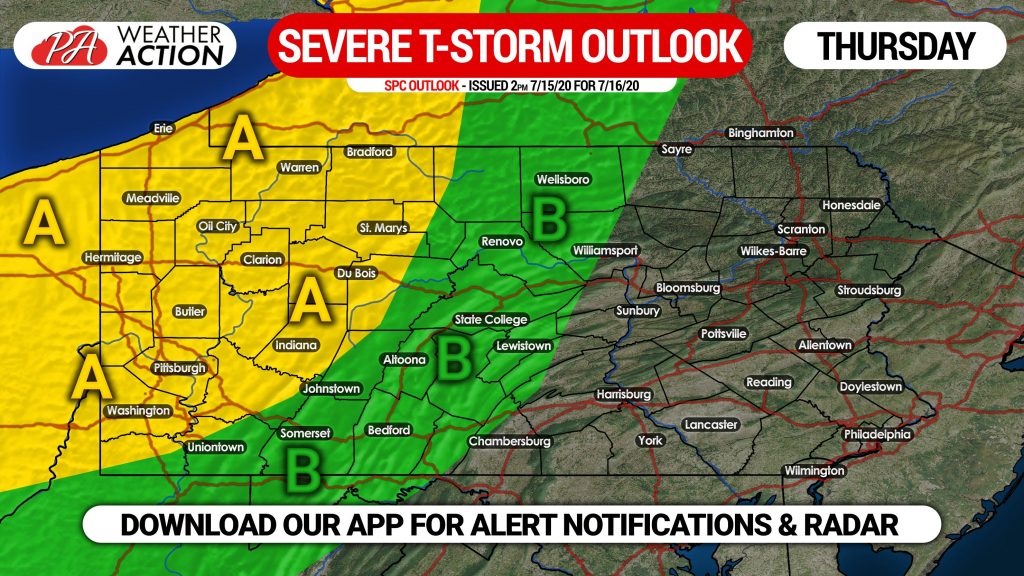 Severe Thunderstorms Possible in Western & Parts of Central PA Thursday