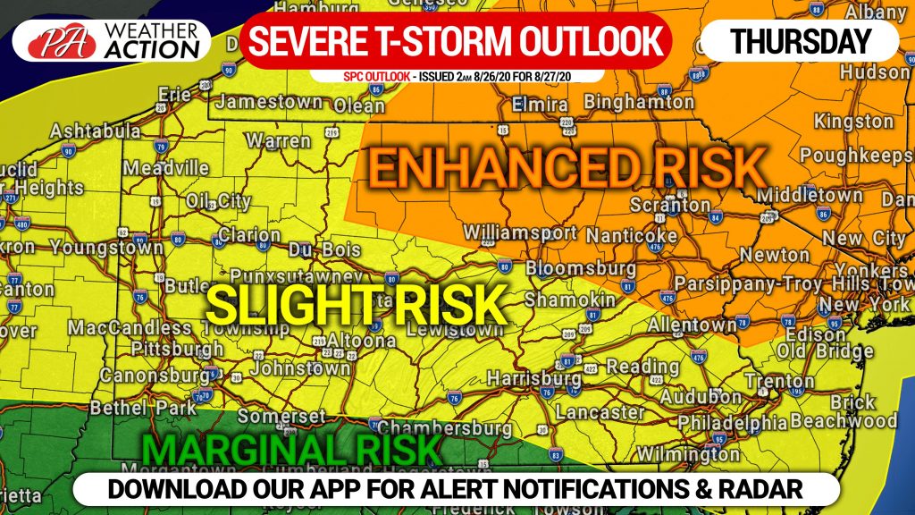 Multi-Day Severe Thunderstorm Threat in Pennsylvania From Wednesday to Saturday; Major Hurricane Laura Making Landfall Tonight