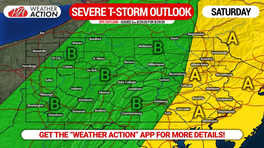 Final Day of Scattered Strong to Severe Storms Today (Saturday); Damaging Wind Threat