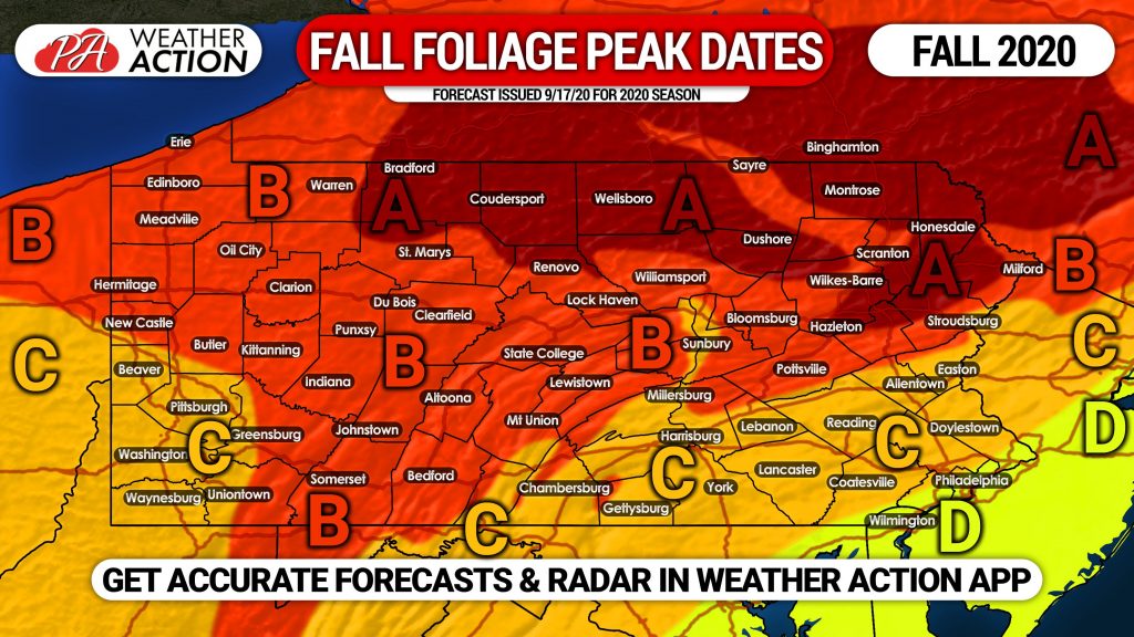 2020 Fall Foliage Peak Dates Forecast for Areas Across Pennsylvania!
