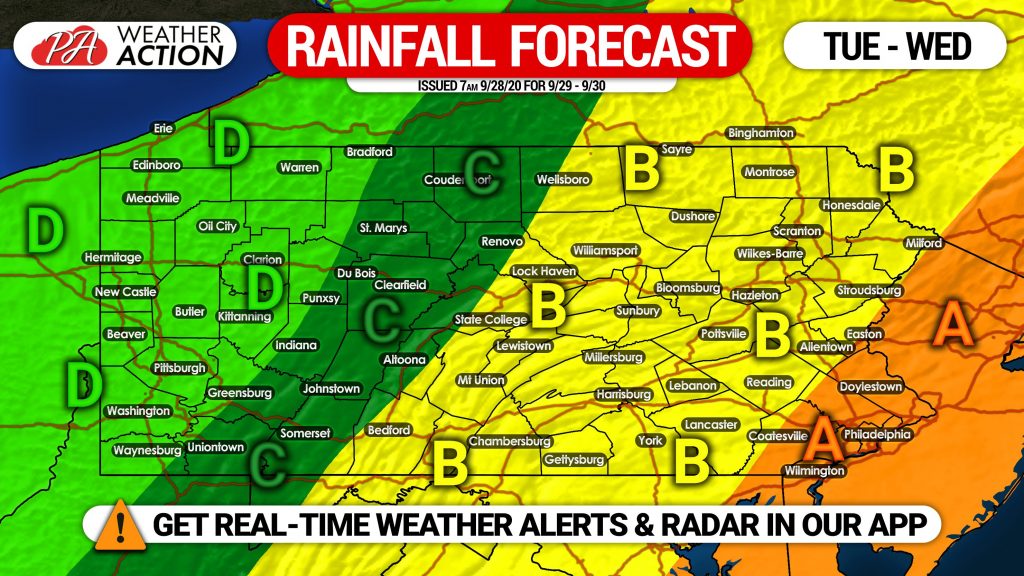 Much-Needed Rain Coming Tuesday into Wednesday; Rainfall Amounts Forecast Map