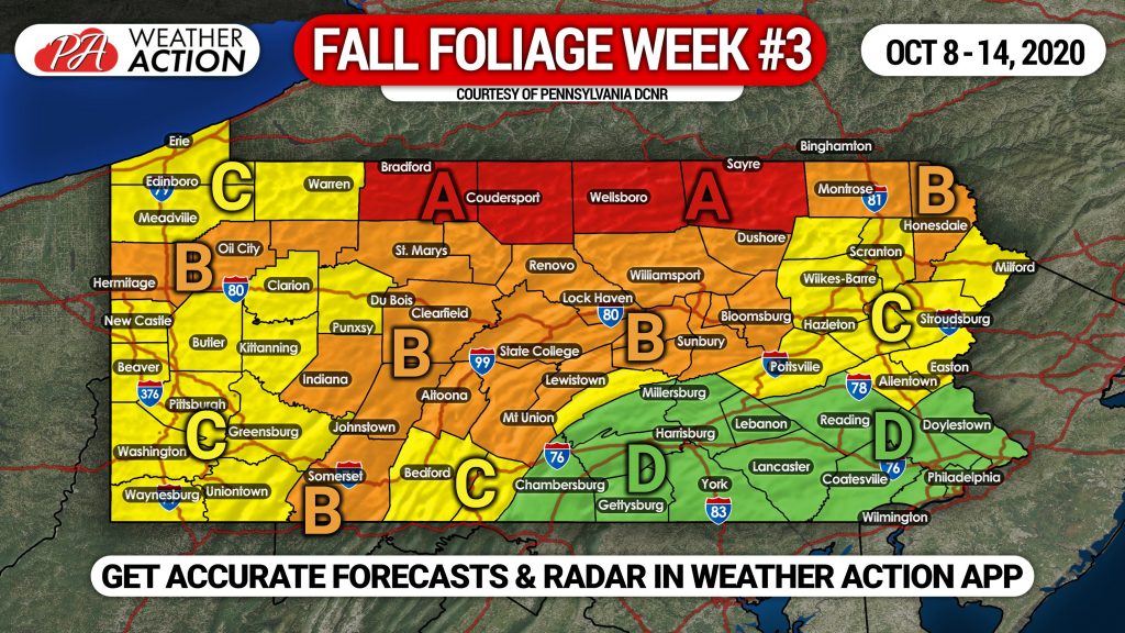 Pennsylvania Fall Foliage Report #3: October 8th – 14th, 2020; Wide Variation of Color Across the State