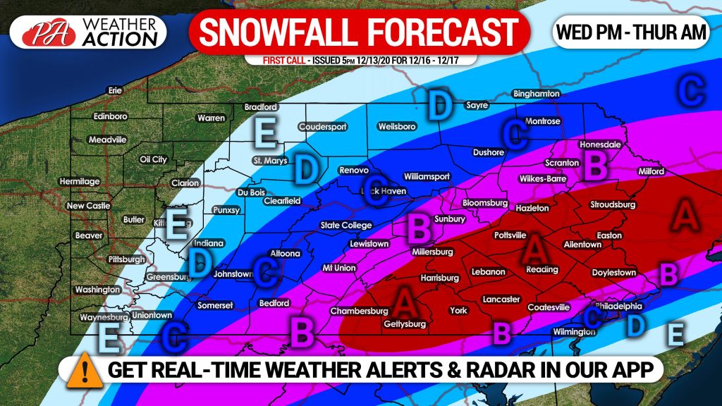 First Call Snowfall Forecast for Wednesday’s Major to Historic Snowstorm