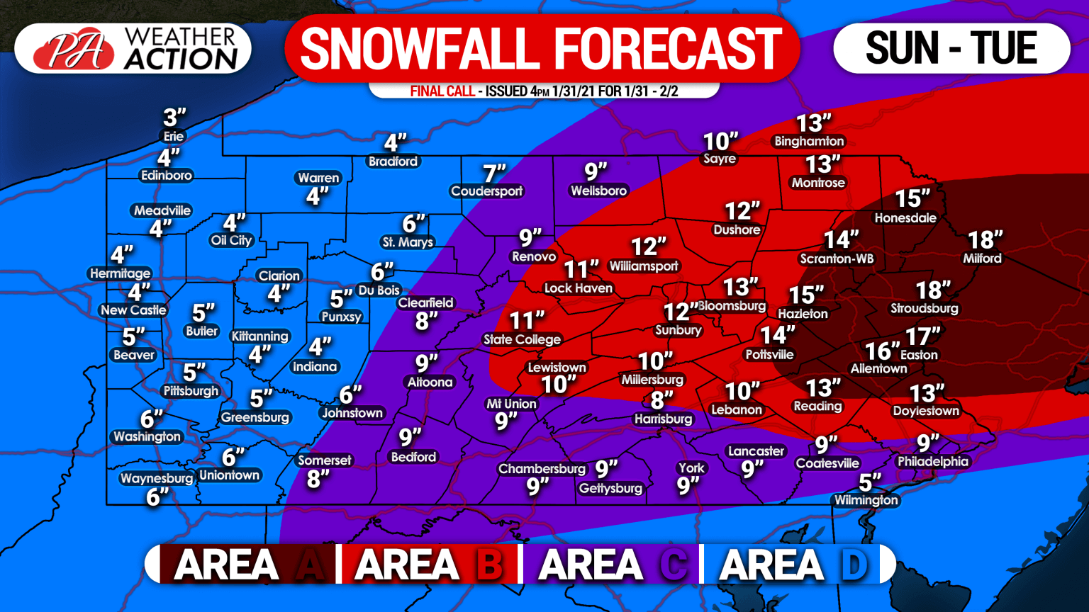 Final Call Snowfall Forecast for Major Coastal Storm Hitting Region ...