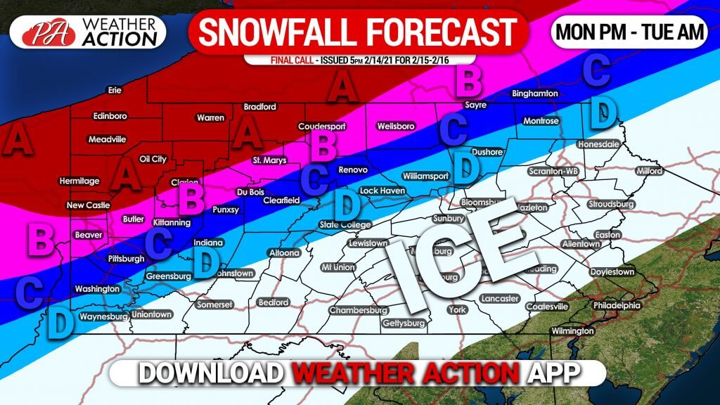 Final Call Snow & Ice Forecast for Monday Afternoon – Tuesday Morning’s Significant Winter Storm
