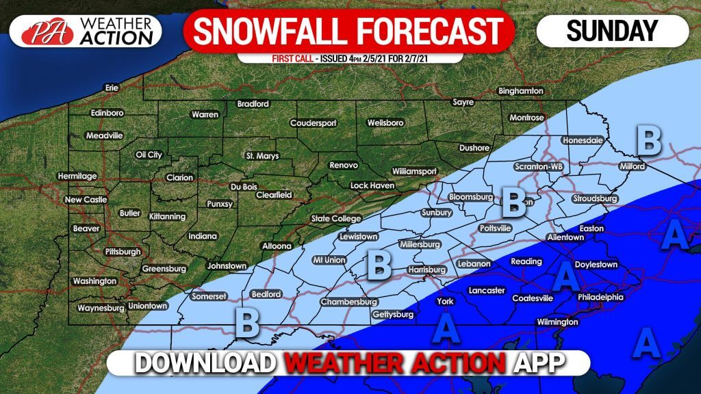 First Call Snowfall Forecast for Sunday’s Quick Storm