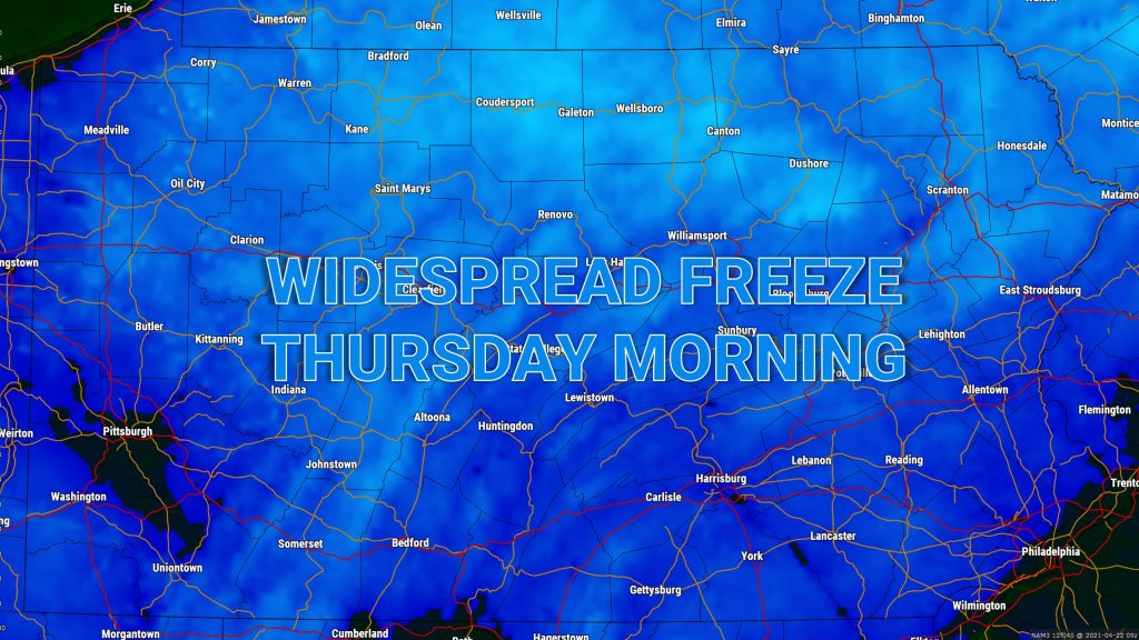 Wednesday to Bring Everything from Snow to Strong Storms Across Pennsylvania, Widespread Freeze to Follow Thursday AM