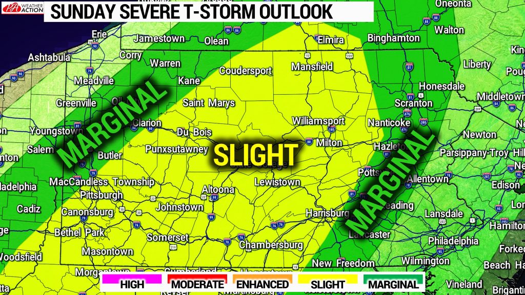 Gusty Storms Possible Across Much of Pennsylvania Sunday Afternoon into Late Evening