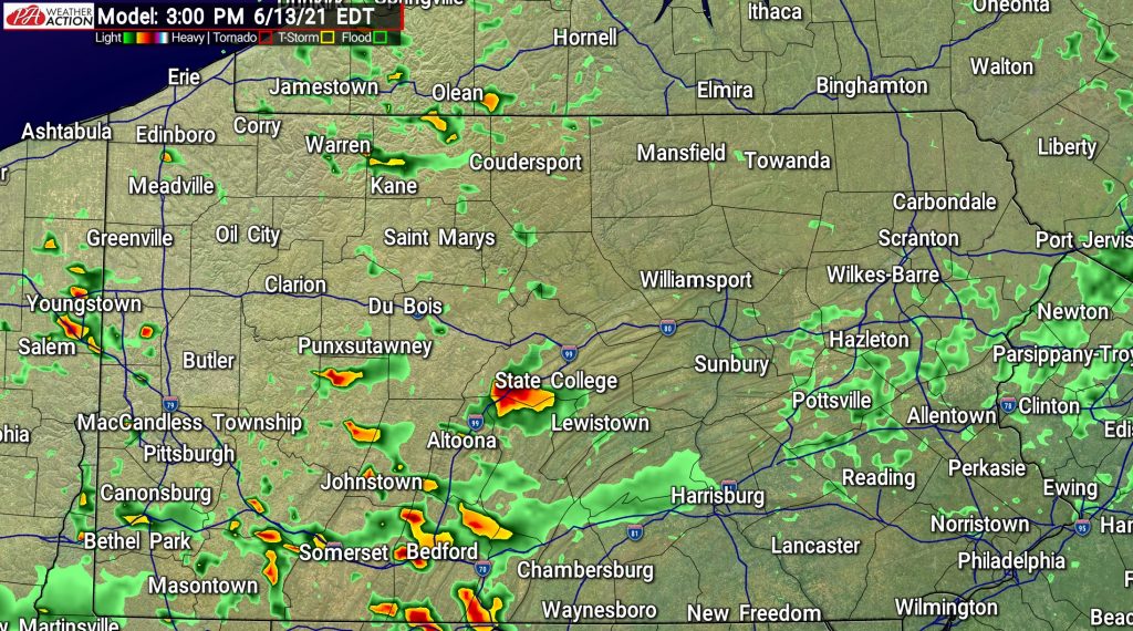 Gusty Storms Possible Across Much of Pennsylvania Sunday Afternoon into